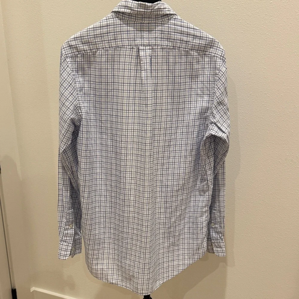 Polo by Ralph Lauren White Shirt with Blue Windowpane Plaid